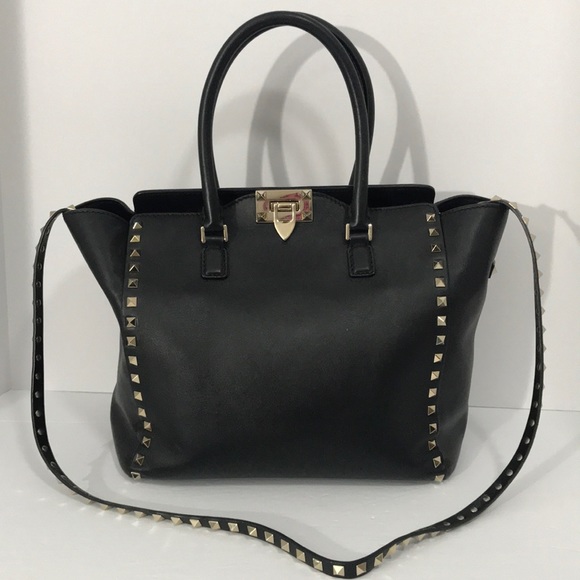 Valentino Garavani Handbags - Valentino Rockstud Tote Shoulder Bag Handbag Black